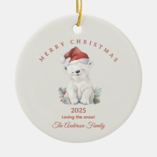 Custom Eisbär Wasserfarbe Weihnachtsgeschenk Foto Keramik Ornament
