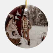 Custom Eisbär Wasserfarbe Weihnachtsgeschenk Foto Keramik Ornament (Hinten)