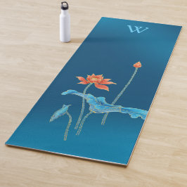 Custom Elegance Blue Lotus Blume Monogram Yoga Mat Yogamatte
