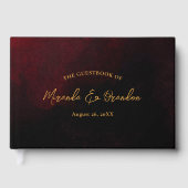 Custom Elegane Luxury Gold Red Black Wedding Gästebuch (Vorderseite)