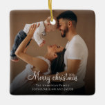 Custom Elegant 2-seitig Familie Foto Weihnachtscen Keramikornament<br><div class="desc">Custom Elegant 2-seitig Foto Weihnachten Keramik Ornament</div>