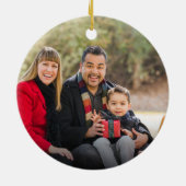 Custom Elegant 2-seitig Gold Familie Foto Weihnach Keramik Ornament (Hinten)