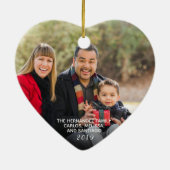 Custom Elegant 2-seitig Gold Familie Foto Weihnach Keramik Ornament (Hinten)