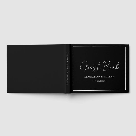 Custom Elegant and modern black white wedding Gästebuch (Voll)