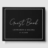 Custom Elegant and modern black white wedding Gästebuch (Vorderseite)