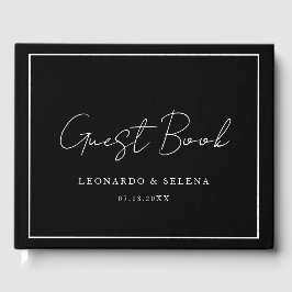 Custom Elegant and modern black white wedding Gästebuch