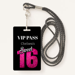 Custom Elegant Birthday Black Sweet 16 VIP Ausweis
