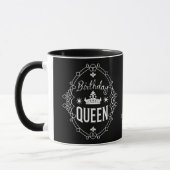 Custom Elegant Birthday Queen Typography Black Tasse (Links)