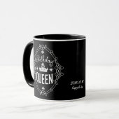 Custom Elegant Birthday Queen Typography Black Tasse (Vorderseite Links)