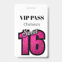 Custom Elegant Birthday White Sweet 16 VIP Ausweis