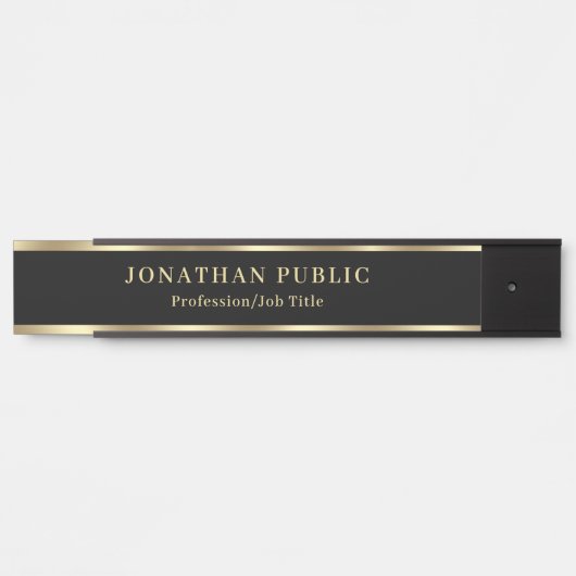 Custom Elegant Black And Gold House Office School Türschild (Vorderseite )
