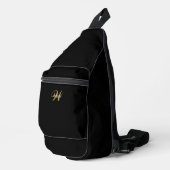 Custom Elegant Black Gold Initial Monogram  Crossbody Bag (Rechte Ecke)