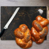 Custom Elegant Black Gold Marmor Shabbat Challah Schneidebrett