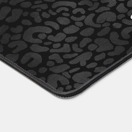 Custom Elegant Black Leopard Name Profession Schreibtischunterlage (Ecke)