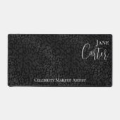 Custom Elegant Black Leopard Name Profession Schreibtischunterlage (Vorderseite)