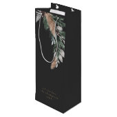 Custom Elegant Black Merry Weihnachtskranz Geschenktüte Für Weinflaschen (Rückseite Schrägansicht)