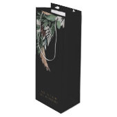 Custom Elegant Black Merry Weihnachtskranz Geschenktüte Für Weinflaschen (Vorderseite Schrägansicht)