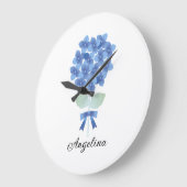 Custom Elegant Blue Blume Wall Clock Große Wanduhr (Winkel)