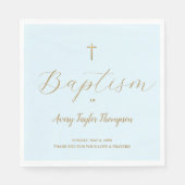 Custom Elegant Blue Cross Taufskript Serviette (Vorderseite)