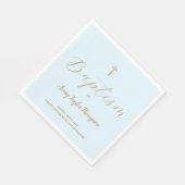 Custom Elegant Blue Cross Taufskript Serviette (Ecke)