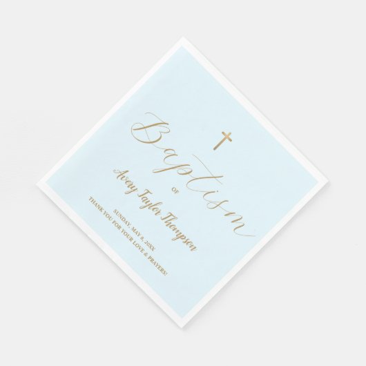 Custom Elegant Blue Cross Taufskript Serviette (Ecke)