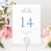 Custom, Elegant Blue Monogram Wedding Tischnummer