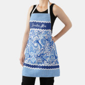 Custom Elegant Blue White Floral Paisley Muster Schürze (InSitu)