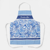 Custom Elegant Blue White Floral Paisley Muster Schürze (Vorderseite)