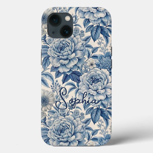 Custom Elegant Boho Chic Blue Blossom Case-Mate iPhone Hülle (Rückseite)