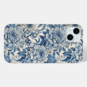 Custom Elegant Boho Chic Blue Blossom Case-Mate iPhone Hülle (Rückseite (Horizontal))