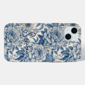 Custom Elegant Boho Chic Blue Blossom Case-Mate iPhone Hülle (Rückseite (Horizontal))
