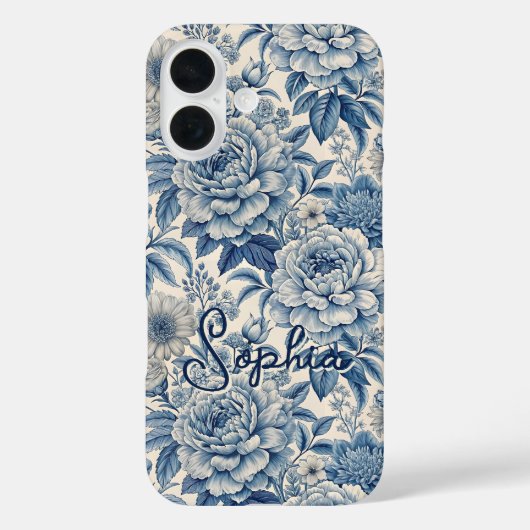 Custom Elegant Boho Chic Blue Blossom Case-Mate iPhone Hülle (Rückseite)