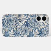 Custom Elegant Boho Chic Blue Blossom Case-Mate iPhone Hülle (Rückseite (Horizontal))