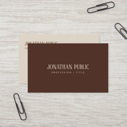 Custom Elegant Brown & Beige Template Luxury Thick Visitenkarte (Vorderseite/Rückseite Beispiel)