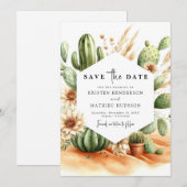 Custom Elegant Cactus Wedding Save The Date (Vorne/Hinten)