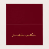 Custom Elegant Calligraphy Red & Gold geklappt Visitenkarten (Außenseite Aufgefaltet)