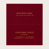 Custom Elegant Calligraphy Red & Gold geklappt Visitenkarten (Innenseite Aufgefaltet)