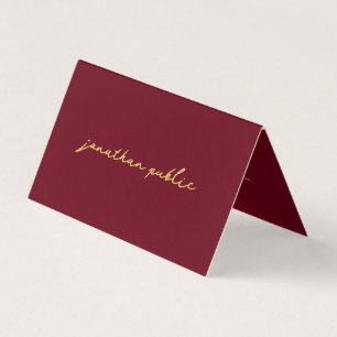 Custom Elegant Calligraphy Red & Gold geklappt Visitenkarten