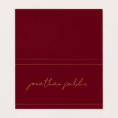 Custom Elegant Calligraphy Red & Gold geklappt Visitenkarten (Außenseite Aufgefaltet)