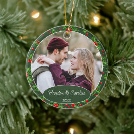 Custom Elegant Classic Couple Foto 1. Weihnachten Keramik Ornament