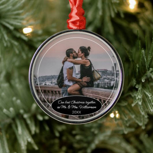 Custom Elegant Classic Couple Foto 1. Weihnachten Ornament Aus Metall (Baum)
