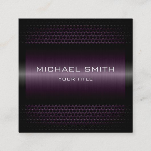 Custom Elegant Dark Lila Stainless Metal Quadratische Visitenkarte (Vorderseite)