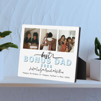 Custom Elegant Der beste Bonus Papa je Foto Collag Fotoplatte