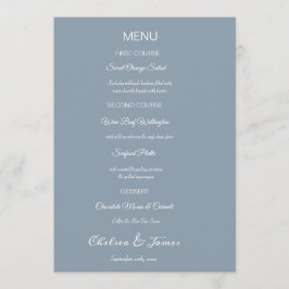 Custom Elegant Dusty Blue Calligraphy Wedding Menükarte