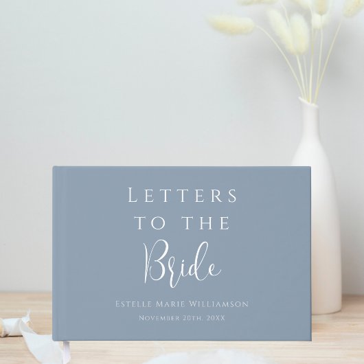 Custom Elegant Dusty Blue Letters to Bride Gästebuch