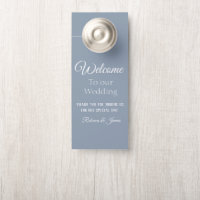Custom Elegant Dusty Blue & White Wedding Willkomm