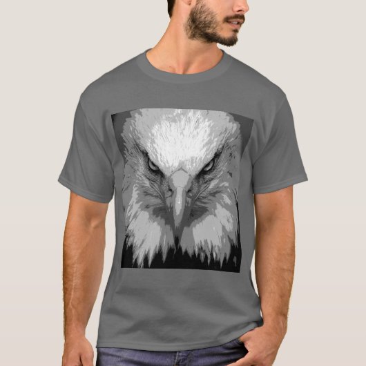 Custom Elegant Eagle Face Men Dunkelgraue Vorlage T-Shirt (Vorderseite)