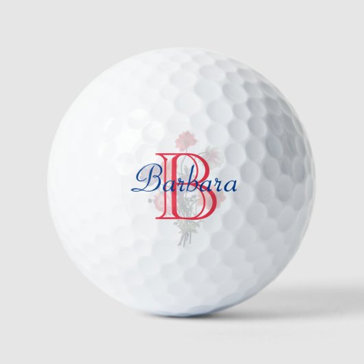 Custom Elegant Floral Name and Monogram Golfball (Vorderseite)