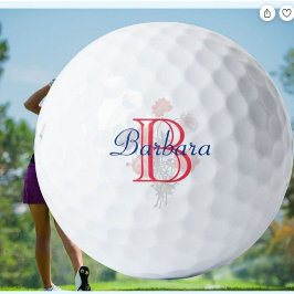Custom Elegant Floral Name and Monogram Golfball