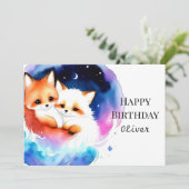 Custom Elegant Fox Geburtstag Karte (Stehend Vorderseite)
